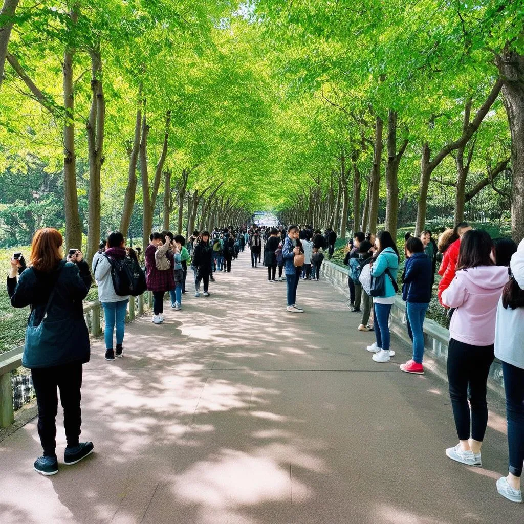 Tourists taking pictures on Nami Island